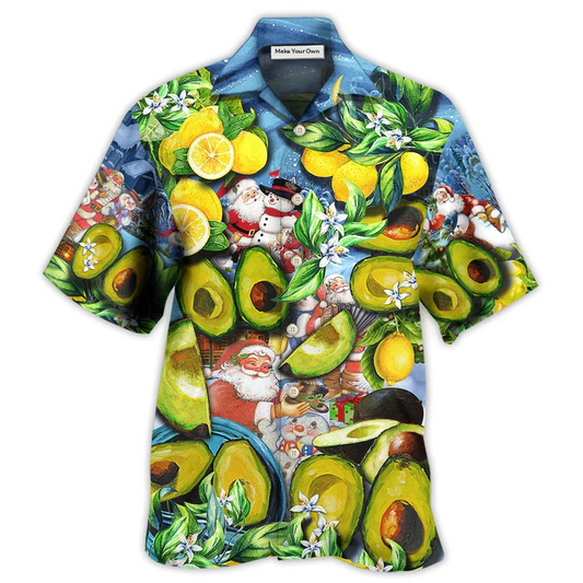 Christmas Summer Tropical Fruit And Avocado Hawaiian Shirt For Tropical Escapes Resort Wear And Outdoor Celebrations
