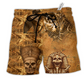 Egypt Skull Lover Style Hawaiian Print Beach Shorts For Striking Resort Looks