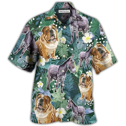 Dog Shar Pei Dogs Donkeys Hawaiian Shirt Pattern Detail For Vacation Travel And Daily Wear