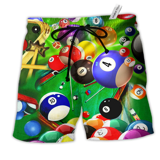 Billiard Where's The Cue Ball Going Hawaiian Beach Shorts For Active Summer Travel