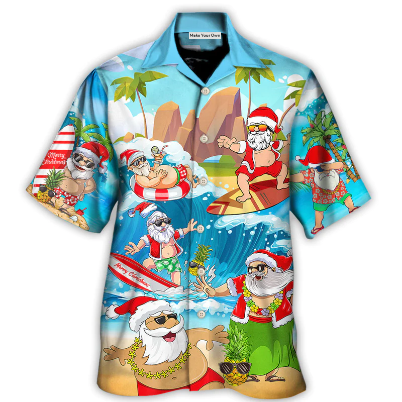 Island Christmas Santa Beach Hawaiian Shirt Resort Outfit View For Resort Wear