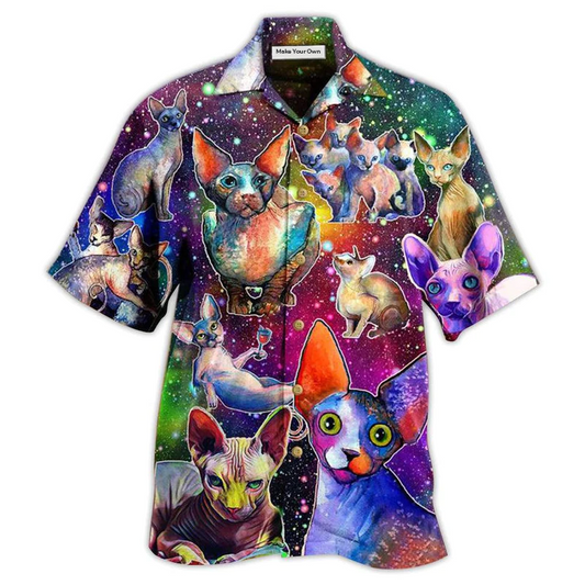 Cat Galaxy Back Hawaiian Shirt Pattern View For Relaxed Warm Weather Outfits