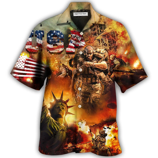 Veteran American Independence Day USA Hawaiian Shirt Design View For Casual Summer Styling