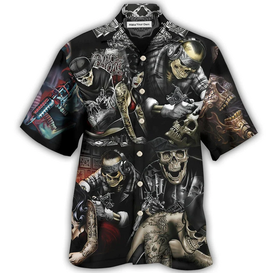 Skull Tattoo Hawaiian Shirt For Warm Weather Adventures And Everyday Comfort