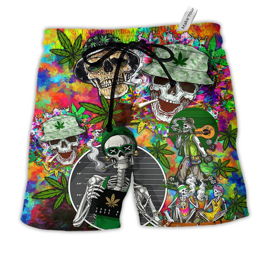Skull Love Life So High Hawaiian Print Beach Shorts For Bold Summer Vacation Style