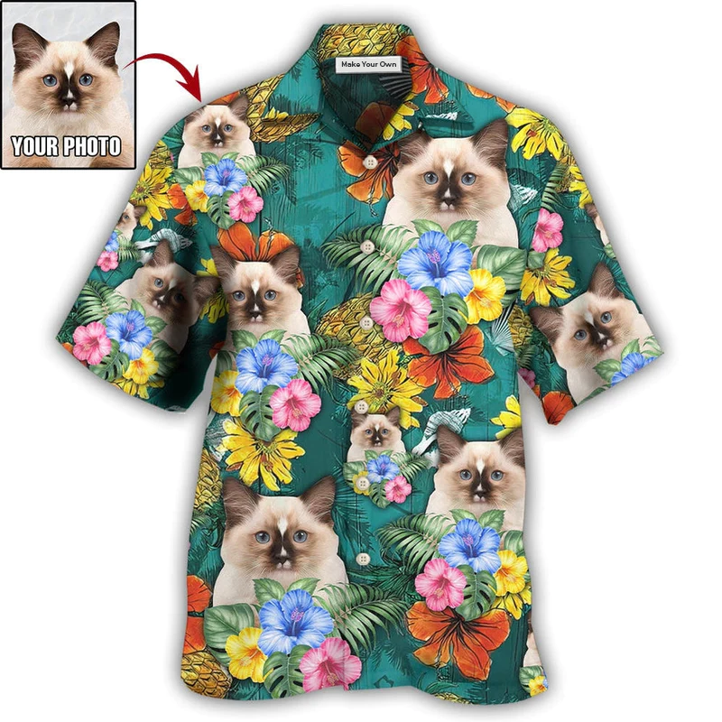 Tropical Cat Various Custom Photo Hawaiian Shirt Pattern View For Relaxed Warm Weather Outfits