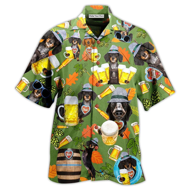 Beer Dachshund Drinking Hawaiian Shirt For Warm Weather Adventures And Everyday Comfort