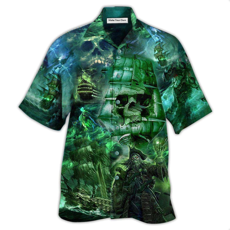 Ship Mystery Ghost Hawaiian Shirt Artwork Detail For Tropical Trips And Casual Outings