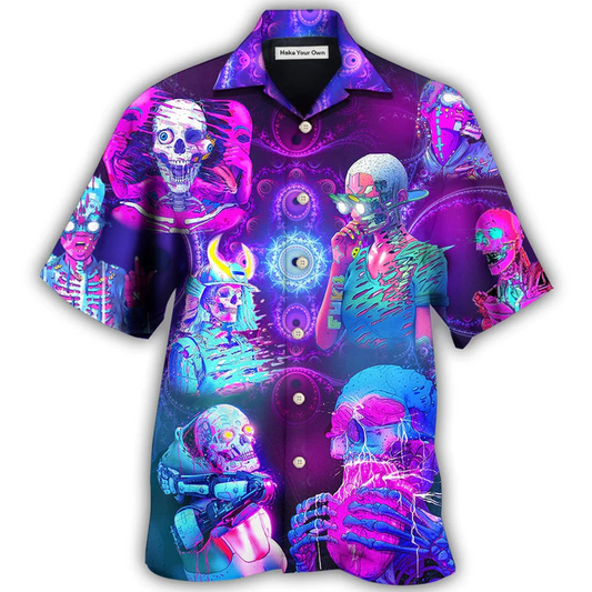 Purple Skull Psychic Face Future Hawaiian Shirt For Coastal Adventures And Warm Weather Wear