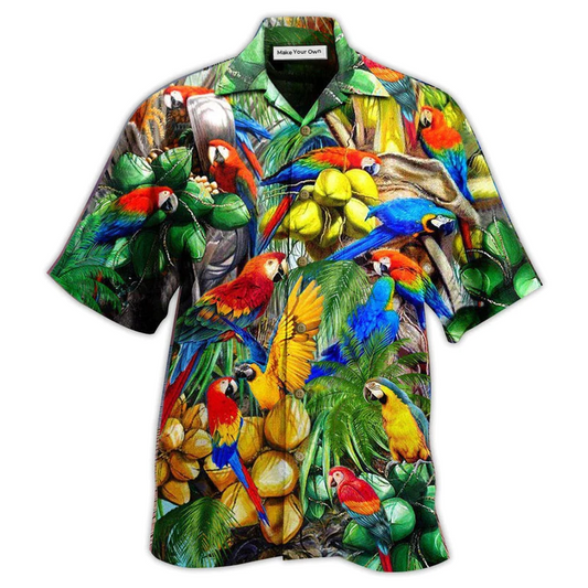 Parrot Call Coconut Holic Hawaiian Shirt Design Detail For Sunny Adventures And Casual Wear