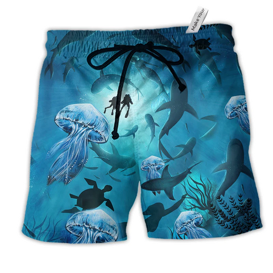 Ocean Marine Biology Into The Sea Diving Beach Shorts For Resort Trips And Poolside Style