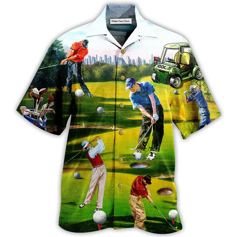 Golf Hawaiian Shirt Artwork Detail For Tropical Trips And Casual Outings