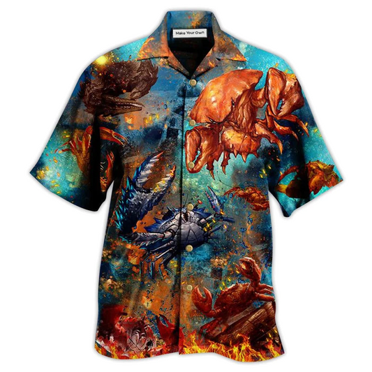 Crab Crackin Ocean Hawaiian Shirt Design View For Casual Summer Styling