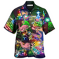 Festive Flamingo Running Christmas Hawaiian Shirt For Beach Parties And Weekend Getaways