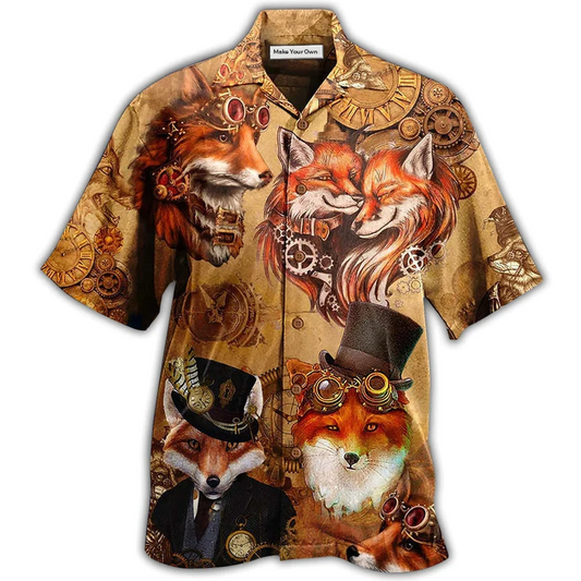 Magical Fox Old Hawaiian Shirt Artwork Detail For Tropical Trips And Casual Outings