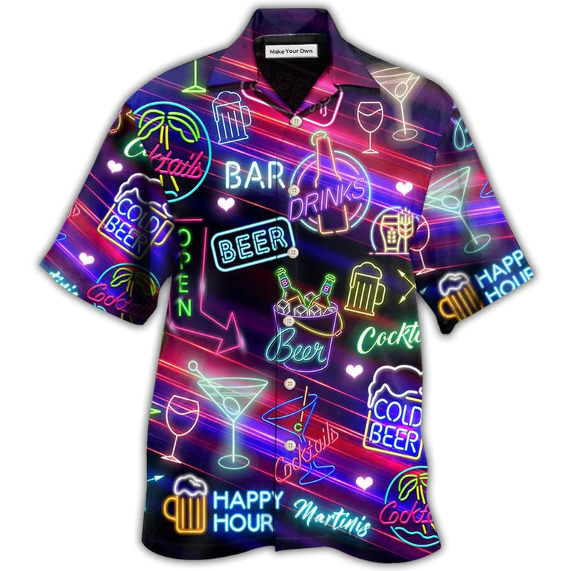 Beer Cocktails Drinking Bar Hawaiian Shirt Artwork View For Coastal Escapes And Resort Style