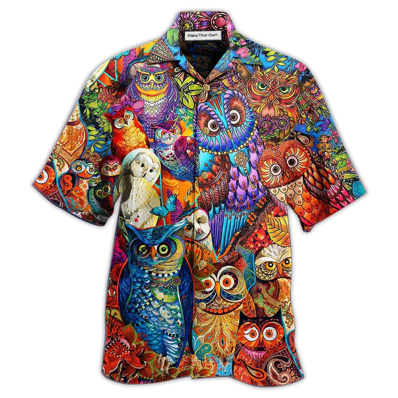 Red Owl Hawaiian Shirt For Beach Parties And Weekend Getaways