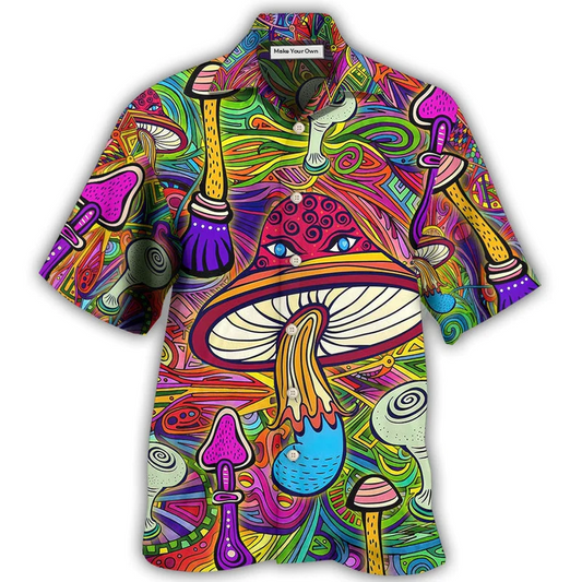 Bohemian Mushroom Hypnotizing Hawaiian Shirt Artwork View For Weekend Travel And Beach Style