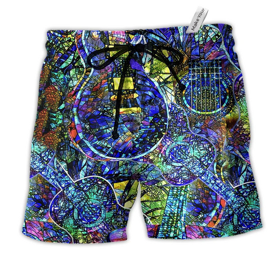 Guitar Love Music Life Hawaiian Print Beach Shorts For Creative Warm Weather Outfits