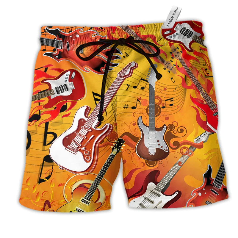 Guitar Music Guitar Is My Life Hot Color Beach Shorts For Music Lover Vacation Wear