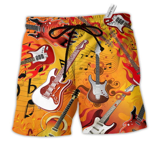 Guitar Music Guitar Is My Life Hot Color Beach Shorts For Music Lover Vacation Wear