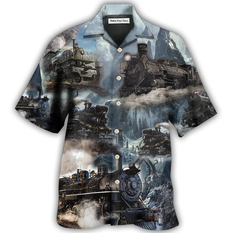 Train Near Stream Hawaiian Shirt For Warm Weather Adventures And Everyday Comfort