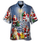 Christmas Santa Light Tree Hawaiian Shirt Print Closeup For Warm Weather Events