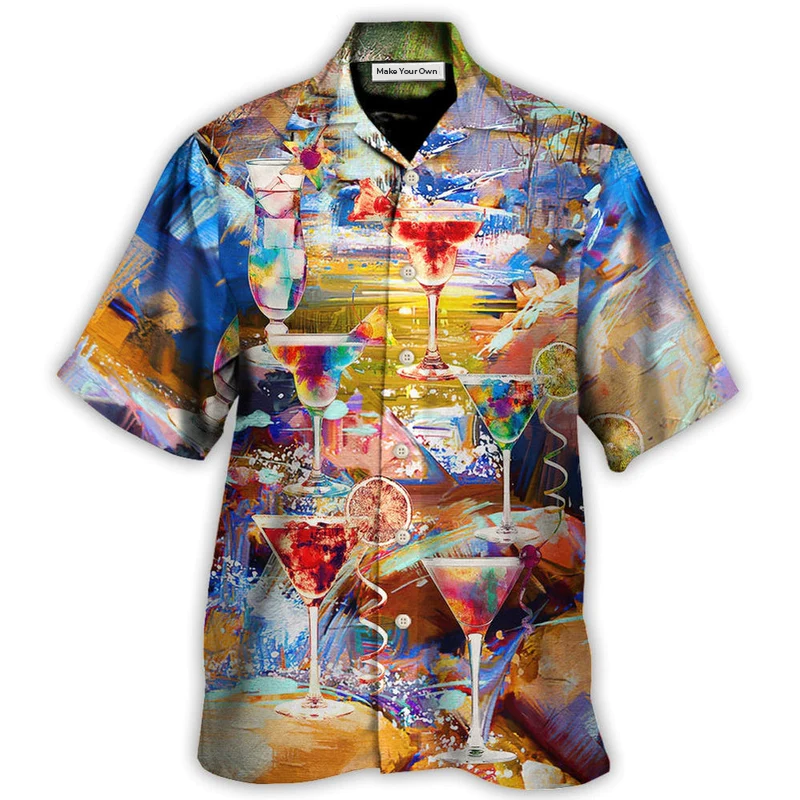 Cocktail Drinks Glass Awesome Hawaiian Shirt Pattern View For Lightweight Everyday Style