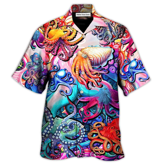 Colorful Octopus Hawaiian Shirt Artwork View For Weekend Travel And Beach Style