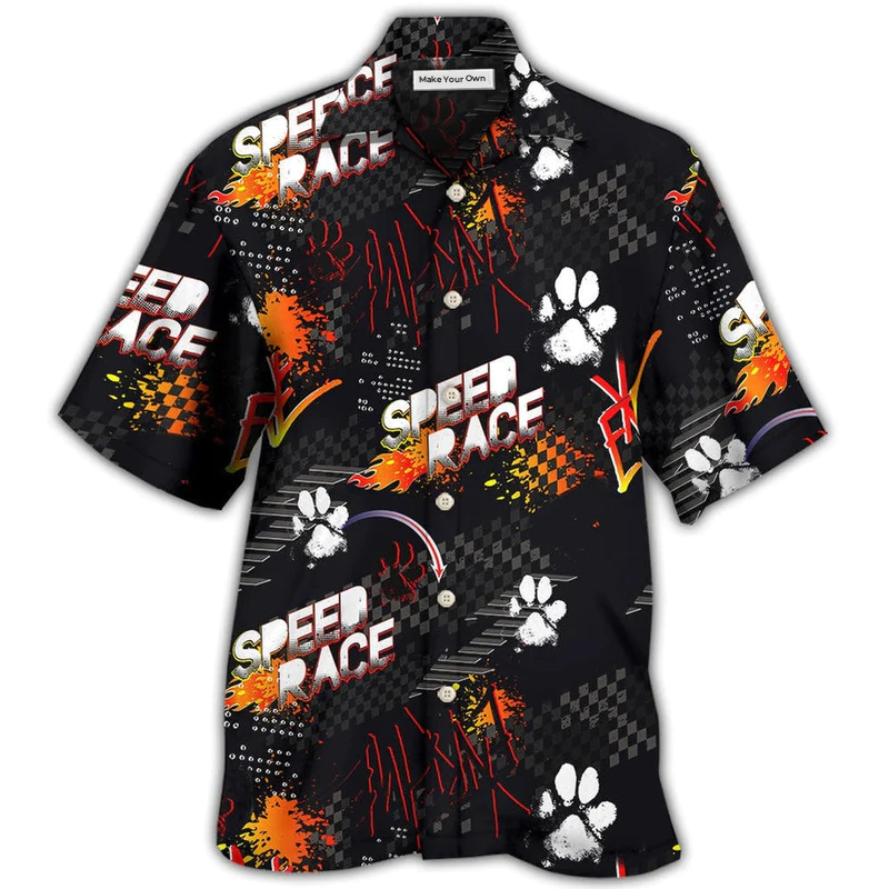 Car Racing Dogs Hawaiian Shirt Pattern Detail For Summer Holidays And Outdoor Fun
