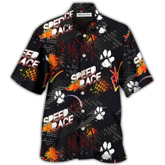 Car Racing Dogs Hawaiian Shirt Pattern Detail For Summer Holidays And Outdoor Fun