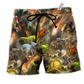 Dinosaur Perish With Friends Hawaiian Print Beach Shorts For Animal Lover Vacation Wear