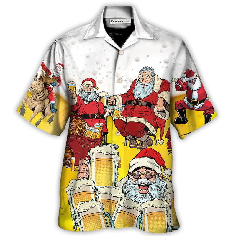 Christmas Santa Beer Hawaiian Shirt For Warm Weather Adventures And Everyday Comfort
