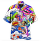 Bohemian Shark Girl Hawaiian Shirt For Vacation Days And Relaxed Coastal Outings