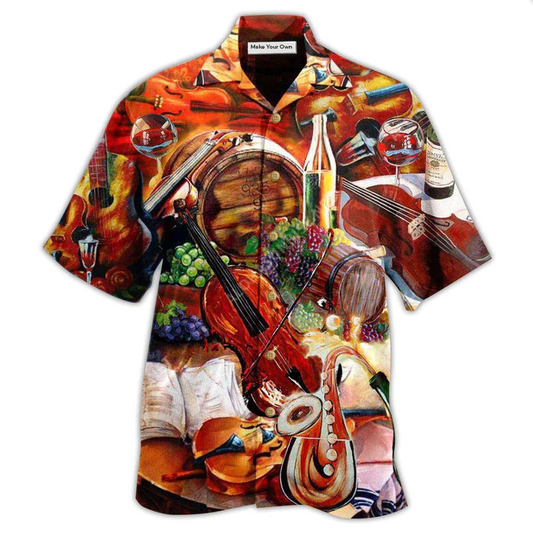 Violin Fill Cup Silence Melody Hawaiian Shirt Artwork Detail For Resort Trips And Outdoor Activities