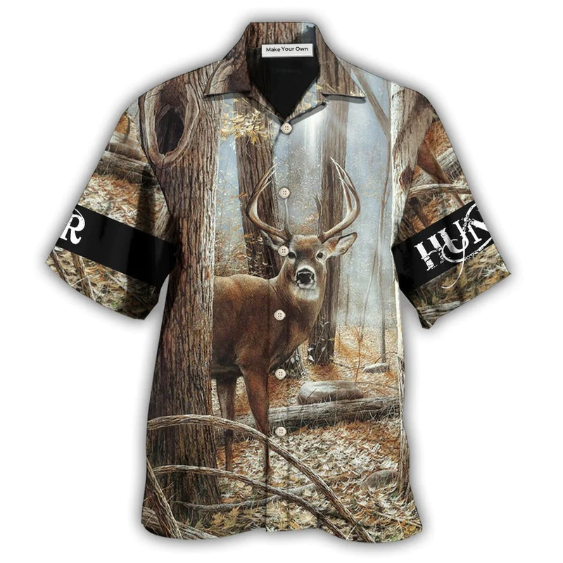 Deer Hunting Forest Hawaiian Shirt Design View For Resort Travel And Thoughtful Gifting