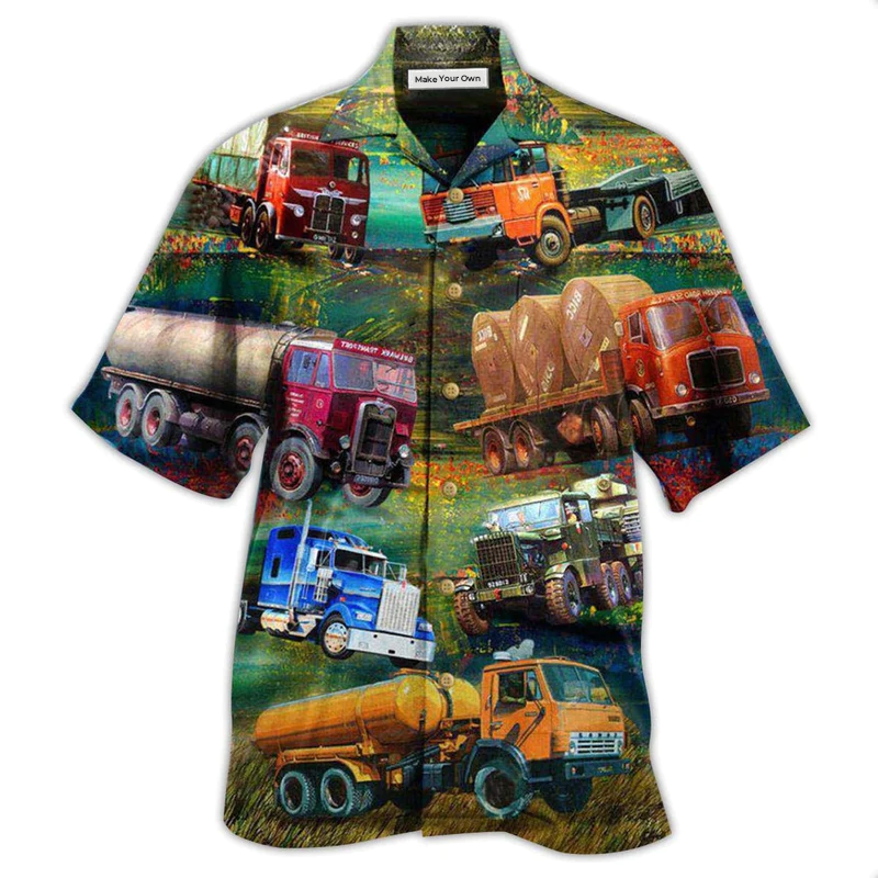 Truck Trucker Fresh Garden Hawaiian Shirt Design View For Casual Summer Styling