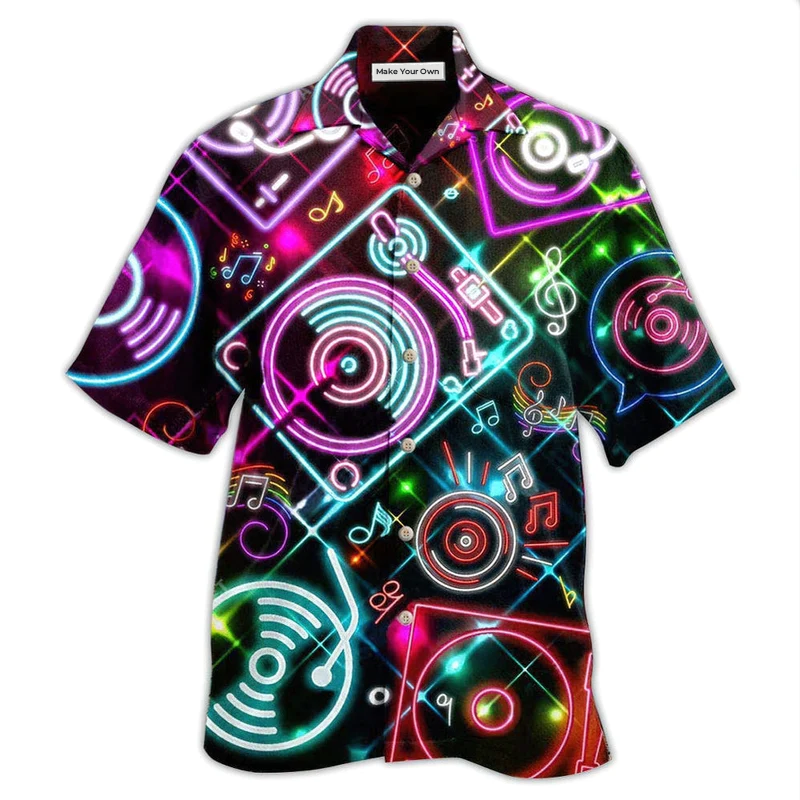 Record Player Hawaiian Shirt For Tropical Holiday Resort Parties And Everyday Style