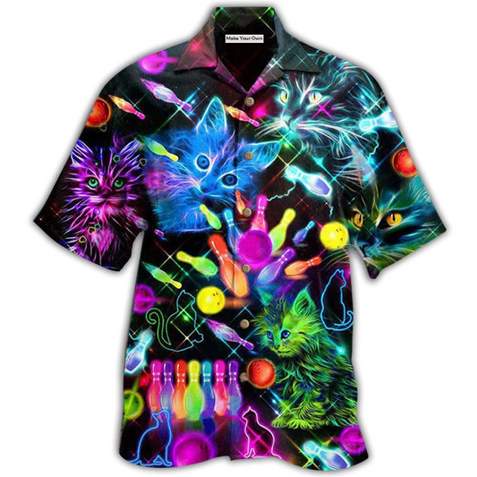 Bowling Cats Hawaiian Shirt For Poolside Relaxation And Sunny Getaways