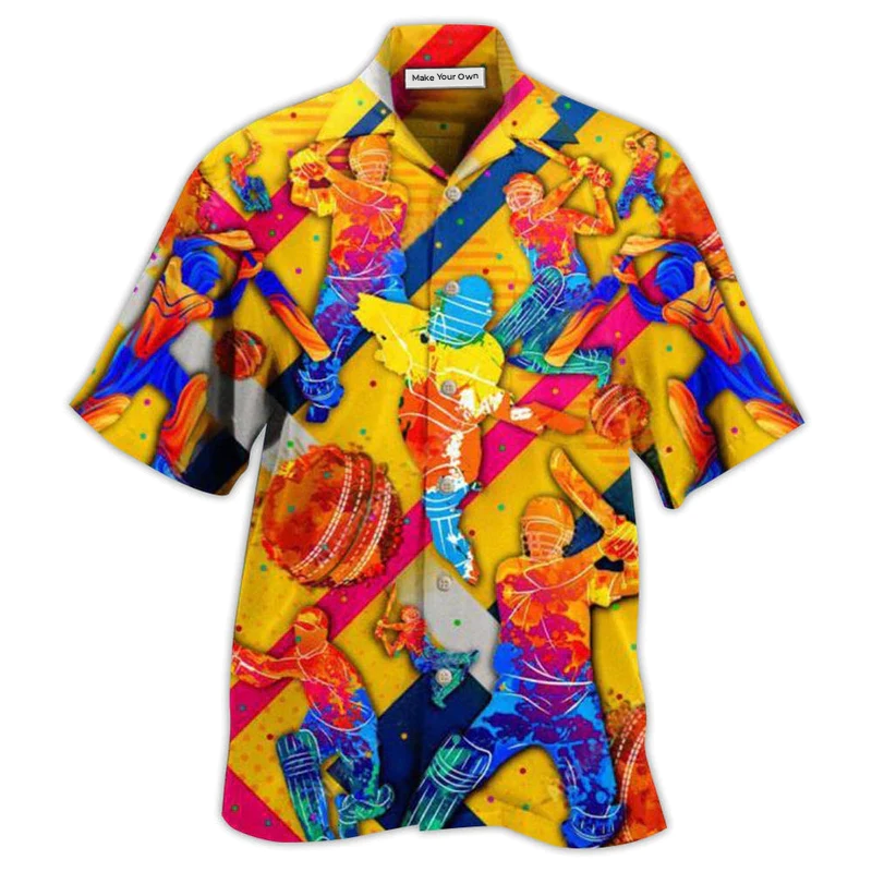Blue Cricket Hawaiian Shirt For Summer Vacation And Beach Travel