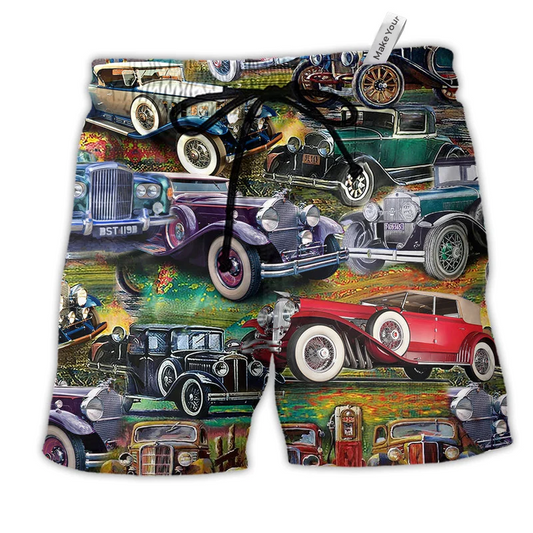 Car Home Is Where You Park Hawaiian Print Beach Shorts For Racing Fans And Beach Days