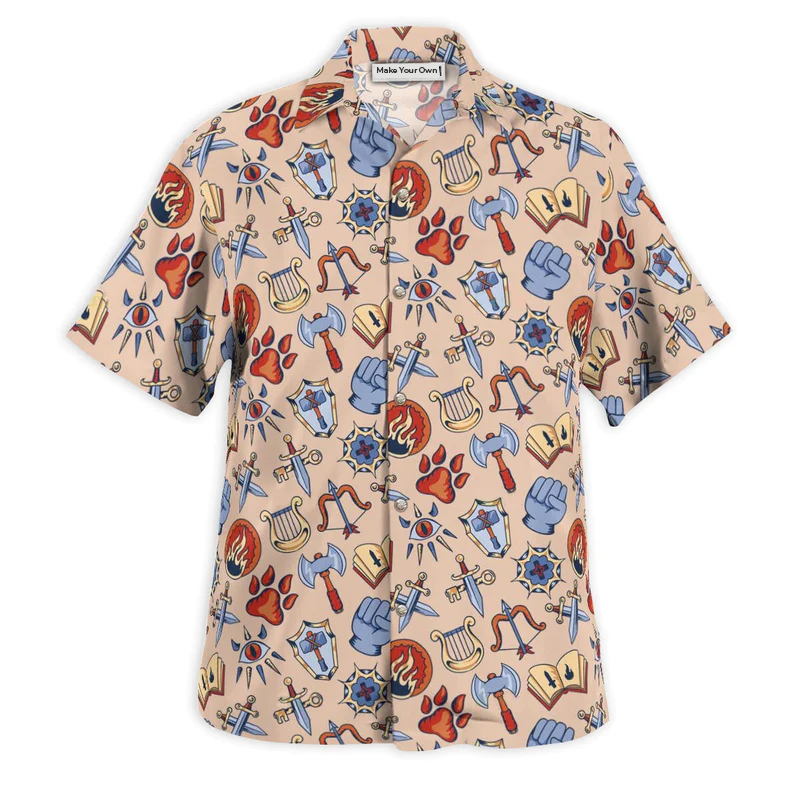 Fantasy Role Medieval Hawaiian Shirt Detailed Pattern View For Tropical Vacations