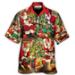 Christmas Santa Hawaiian Shirt Button Front Artwork For Weekend Trips