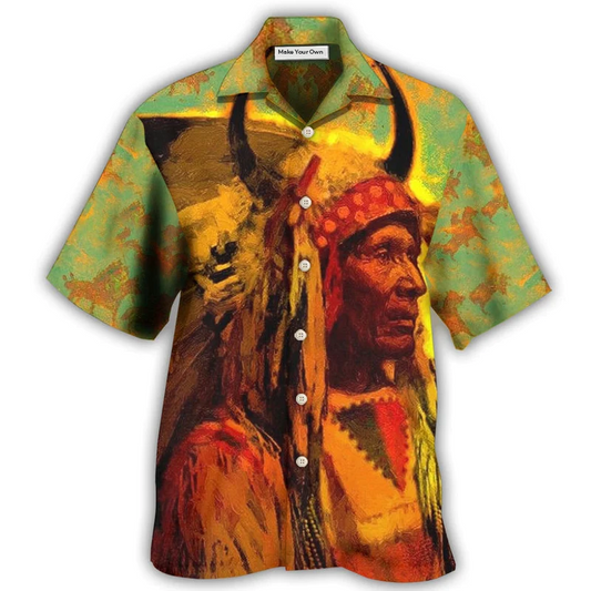 Bohemian Orange Peace Hawaiian Shirt For Summer Events And Casual Outdoor Wear