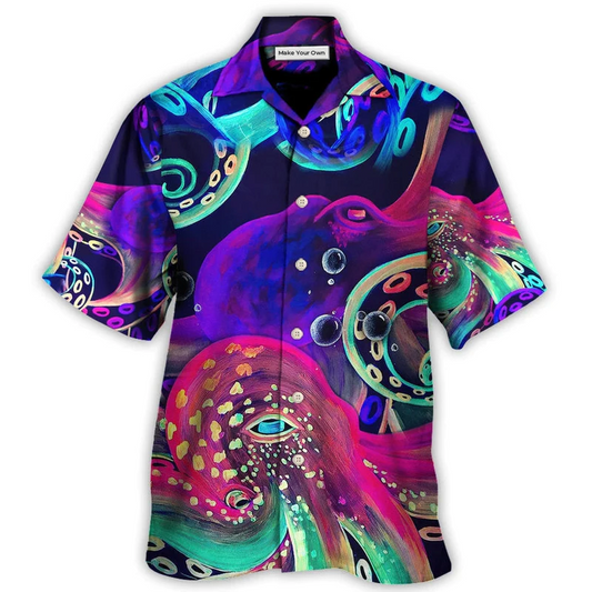 Neon Octopus Sea Hawaiian Shirt For Resort Getaways And Comfortable Summer Activities