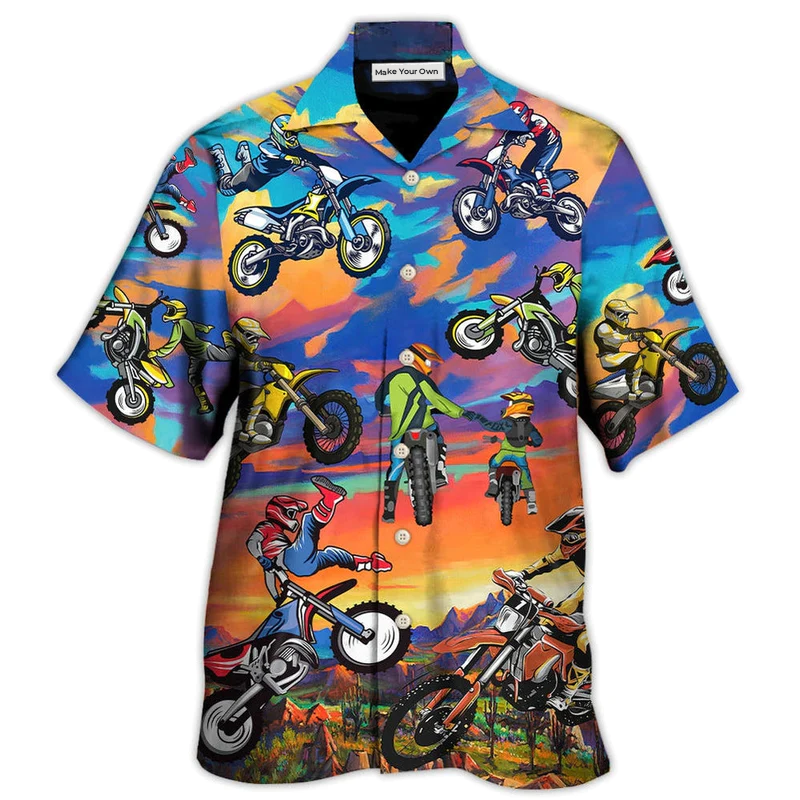 Motorcycle Motocross Biker Hawaiian Shirt Pattern View For Lightweight Everyday Style