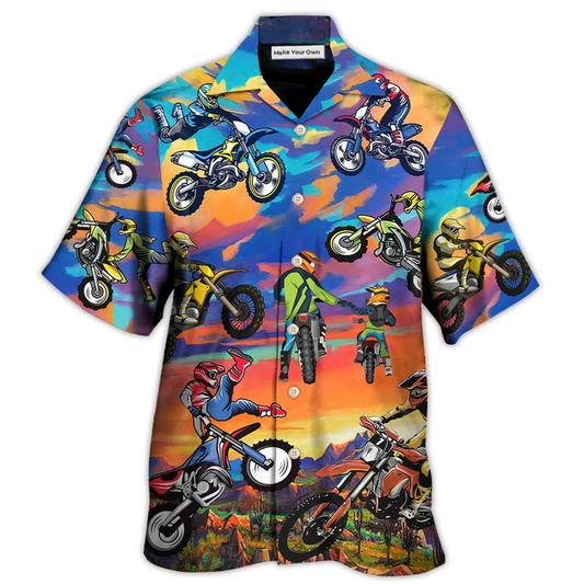 Motorcycle Motocross Biker Hawaiian Shirt Pattern View For Lightweight Everyday Style