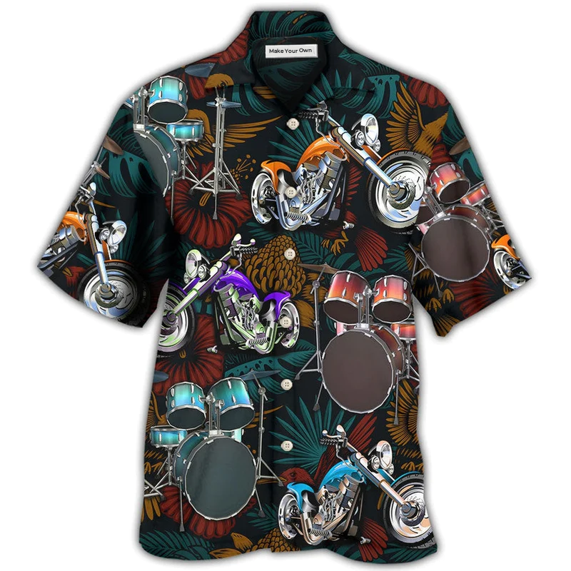 Drum Drums Motorcycles Hawaiian Shirt Pattern View For Relaxed Warm Weather Outfits