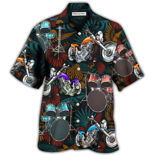 Drum Drums Motorcycles Hawaiian Shirt Pattern View For Relaxed Warm Weather Outfits
