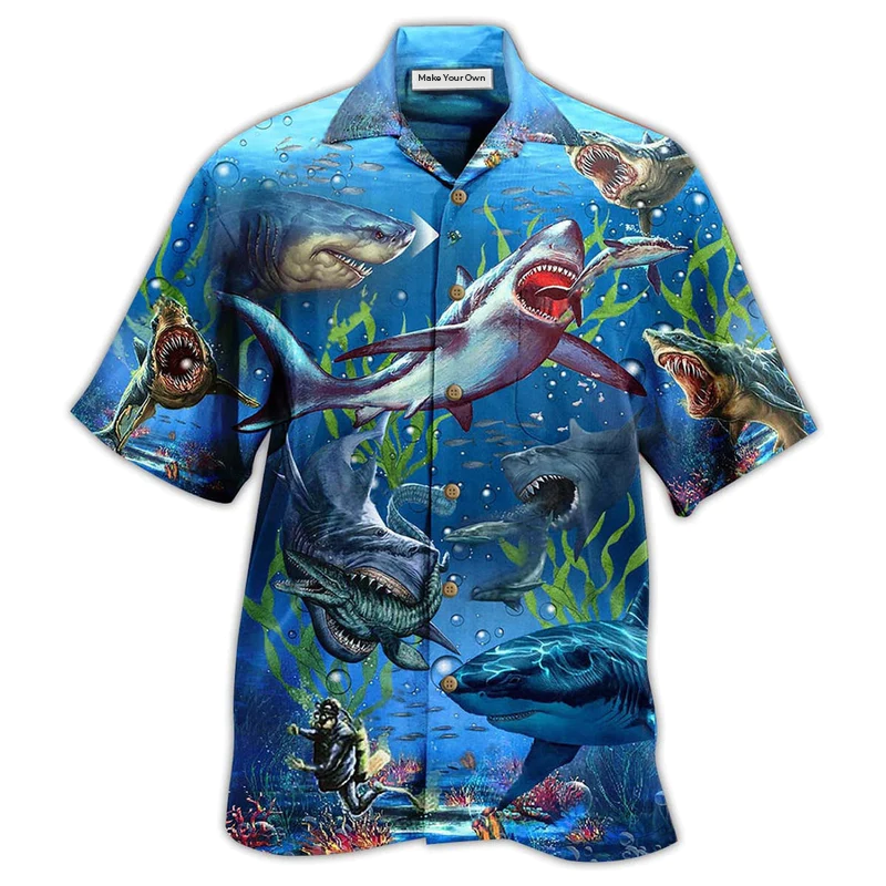 Shark Megalodon Alive Hawaiian Shirt Design Detail For Sunny Adventures And Casual Wear